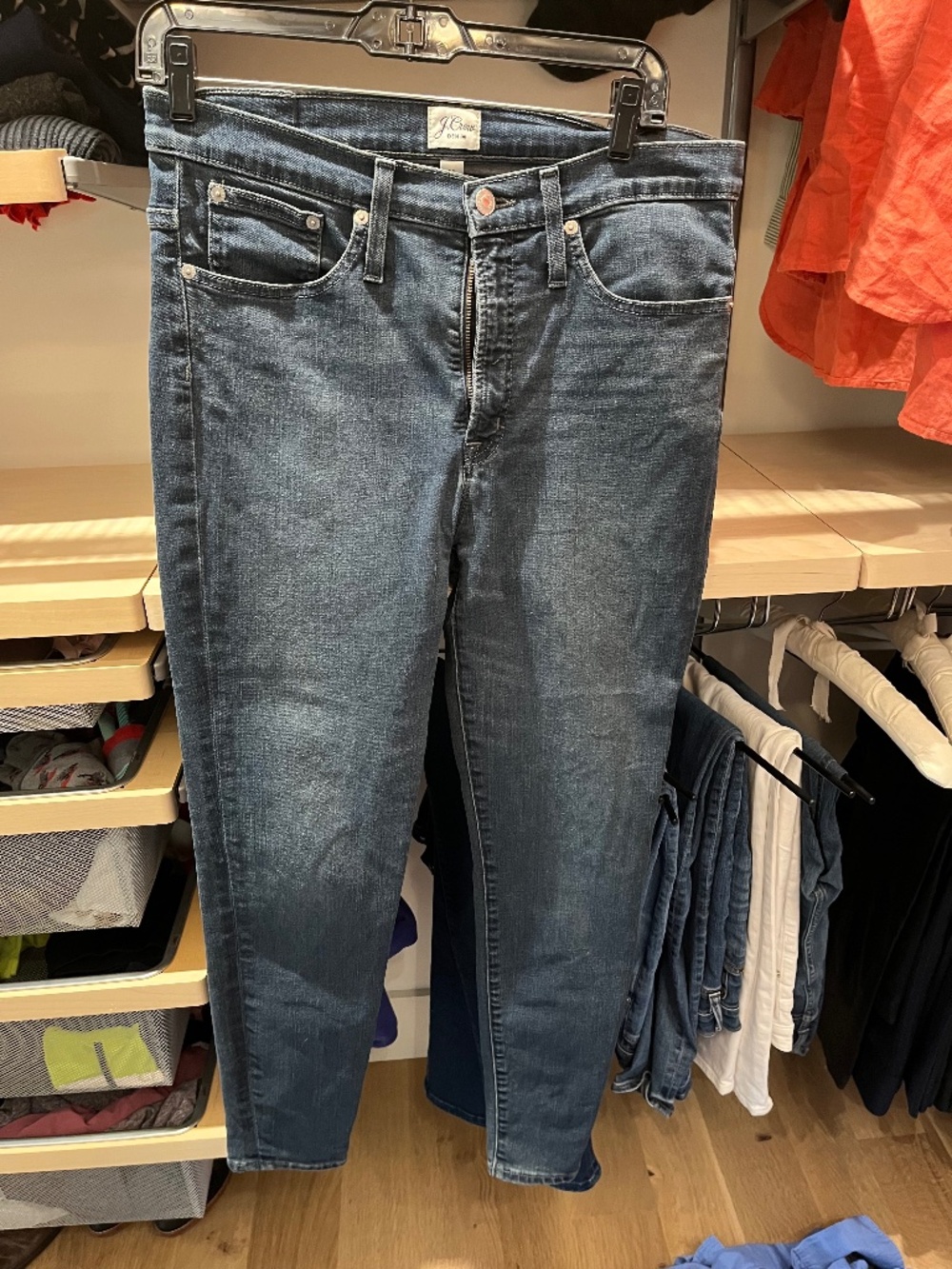 J.Crew 9” High Rise Toothpick Jeans Sz 30 Grey Blue Wash Skinny Stretch Denim